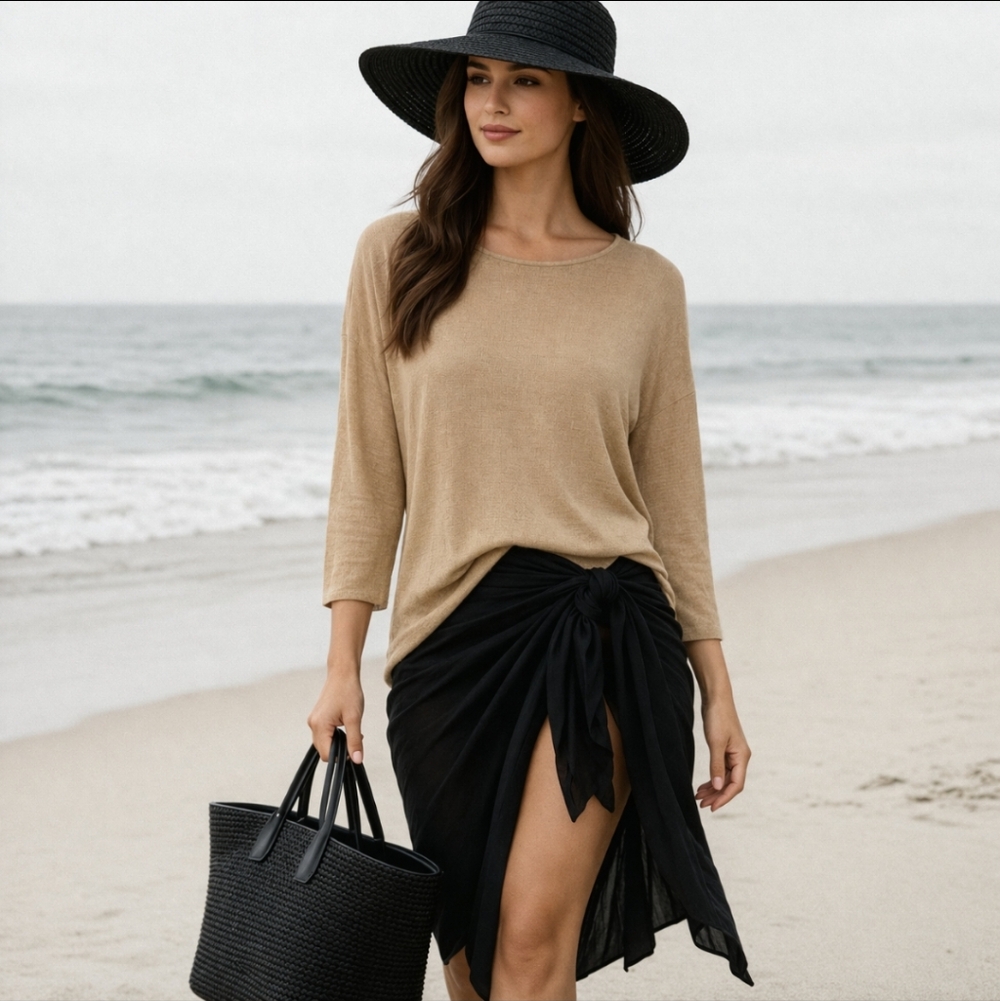 Calypso St. Barth Gold Lame Dolman Sleeve Tunic Top Beach Coverup Boho XS
